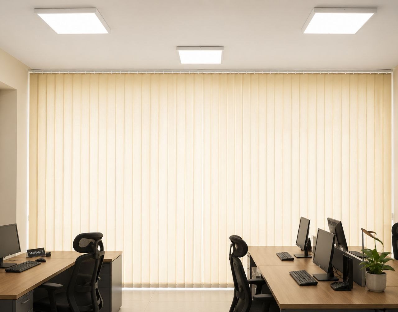 Vertical blinds, manager's office